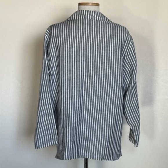 David Dart Collection Black & White Striped Linen Jacket size M - Picture 3 of 3